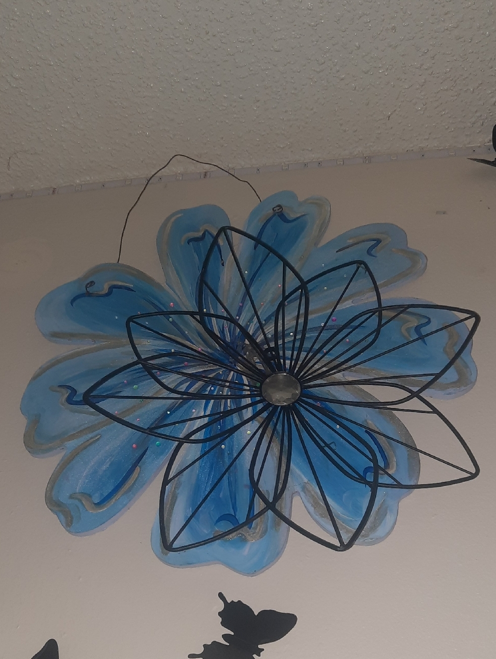 Hand Painted Wooden Flowers With Metal Accent Flowers